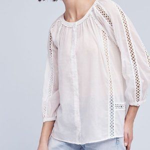 Anthropologie Eri Ali White Button Down Top XS
